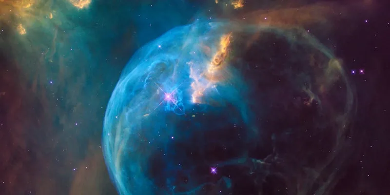 Four glowing elemental symbols representing fire, earth, air, and water against a starry night sky